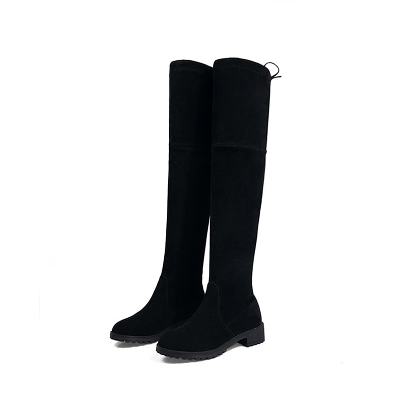 Thigh High Boots Female Winter Boots Women Over the Knee Boots Flat Stretch Sexy Shoes Black XL34--41 riding boots
