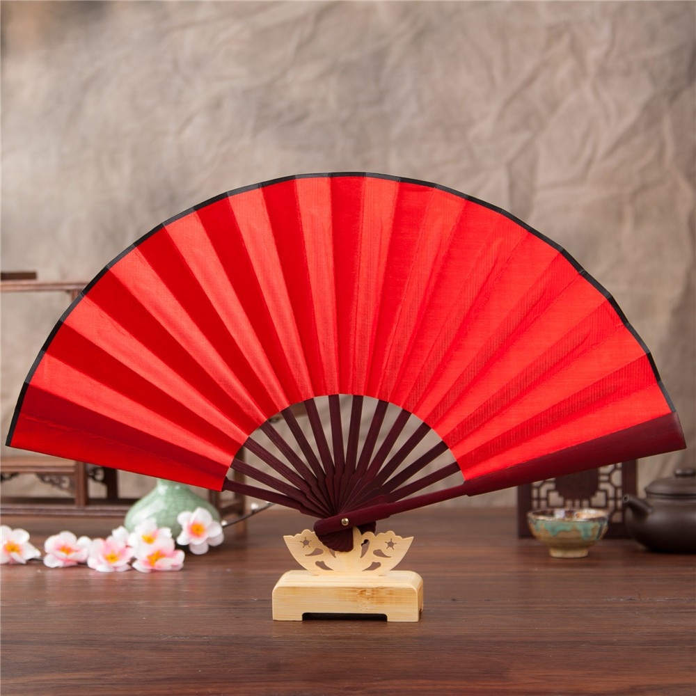 Hand Fan Held Colorful Chinese Floral Lace Silk Folding Fan Unisex Wedding Dancing Party Fan Abanicos De Man