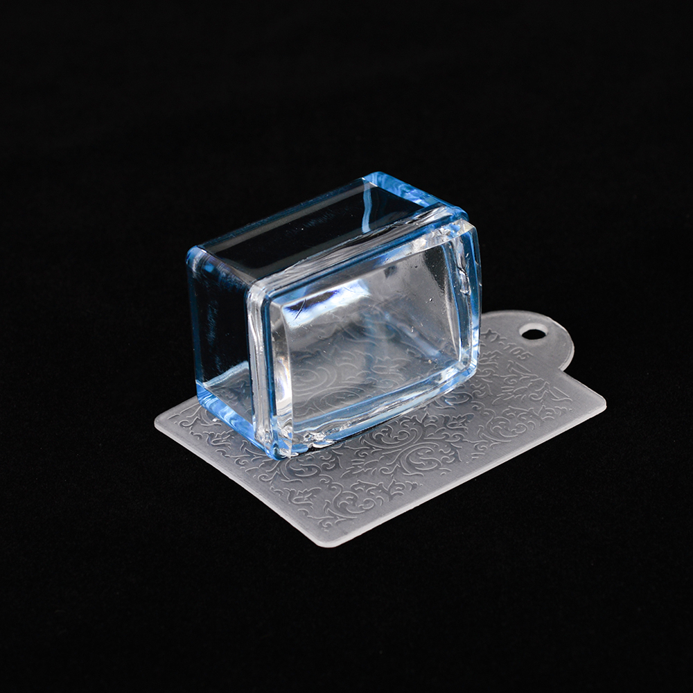 1 einstellen Französisch Nagel Stempel Mit Schaber Runde Silikon transparent Weichen Kopf Nagel Kunst Stempel Polnischen drucken Transfer Werkzeuge GL621: 622 Blau