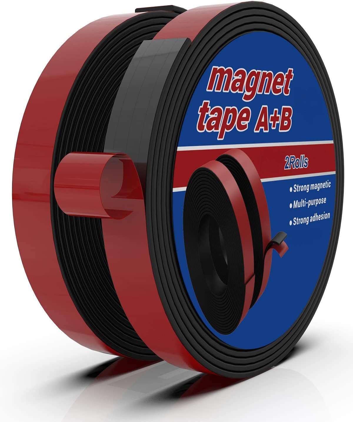 11mm Wide, A+B Magnetic Tape, Magnetic Strips with Adhesive Backing-Magnetic Tape for Crafts, Self Adhesive Magnet Roll Side A+B