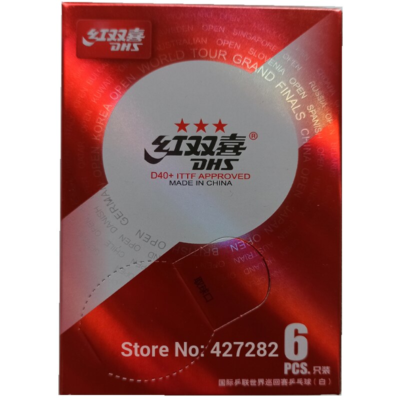 DHS-pelotas de tenis de mesa originales DHS D40 + ITTF WORLD TOUR 3 estrellas (doble ABS con 3 estrellas), raqueta de Ping Pong de plástico,