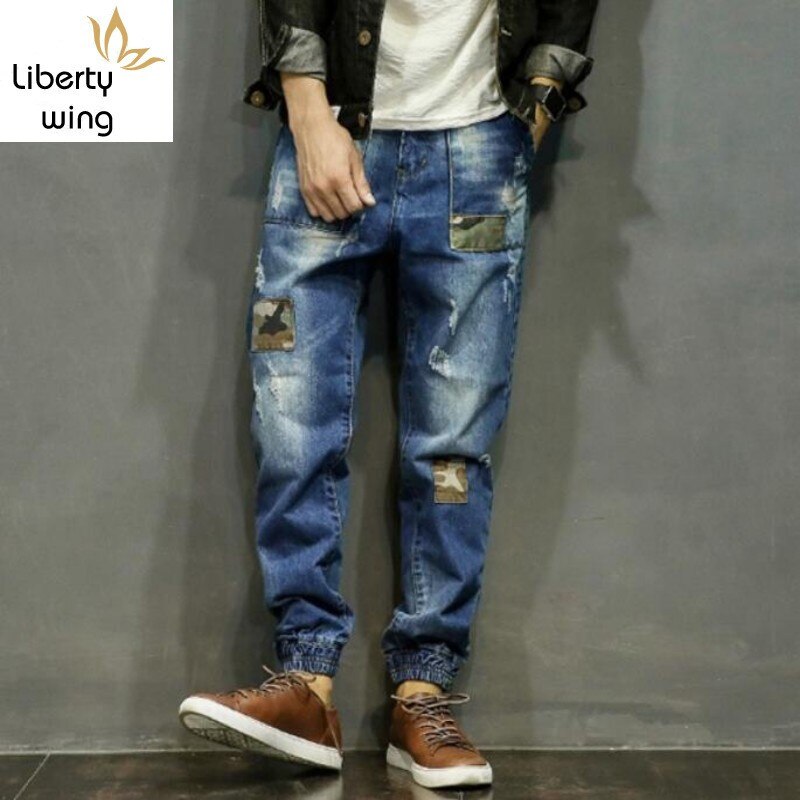 Jean Baggy déchiré pour hommes, pantalon crayon déchiré avec trous coniques, décontracté, Hip Hop, grande taille, S-4XL