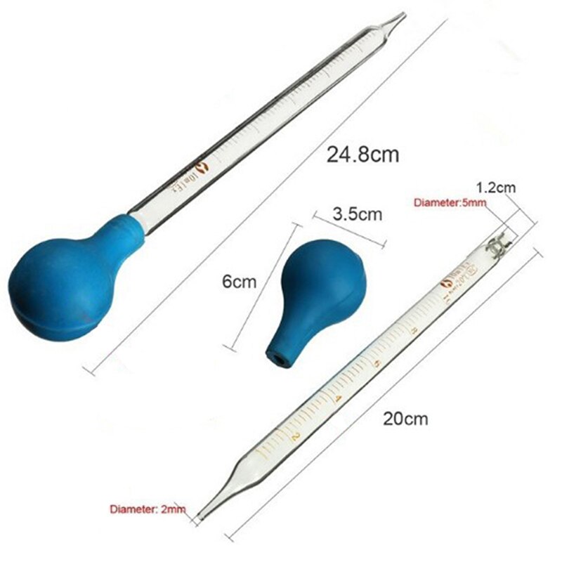 Rubber Hoofd Dropper Glazen Pipet Lab Druppelaar Pipet Met Schaal Lijn Blue & Transparant