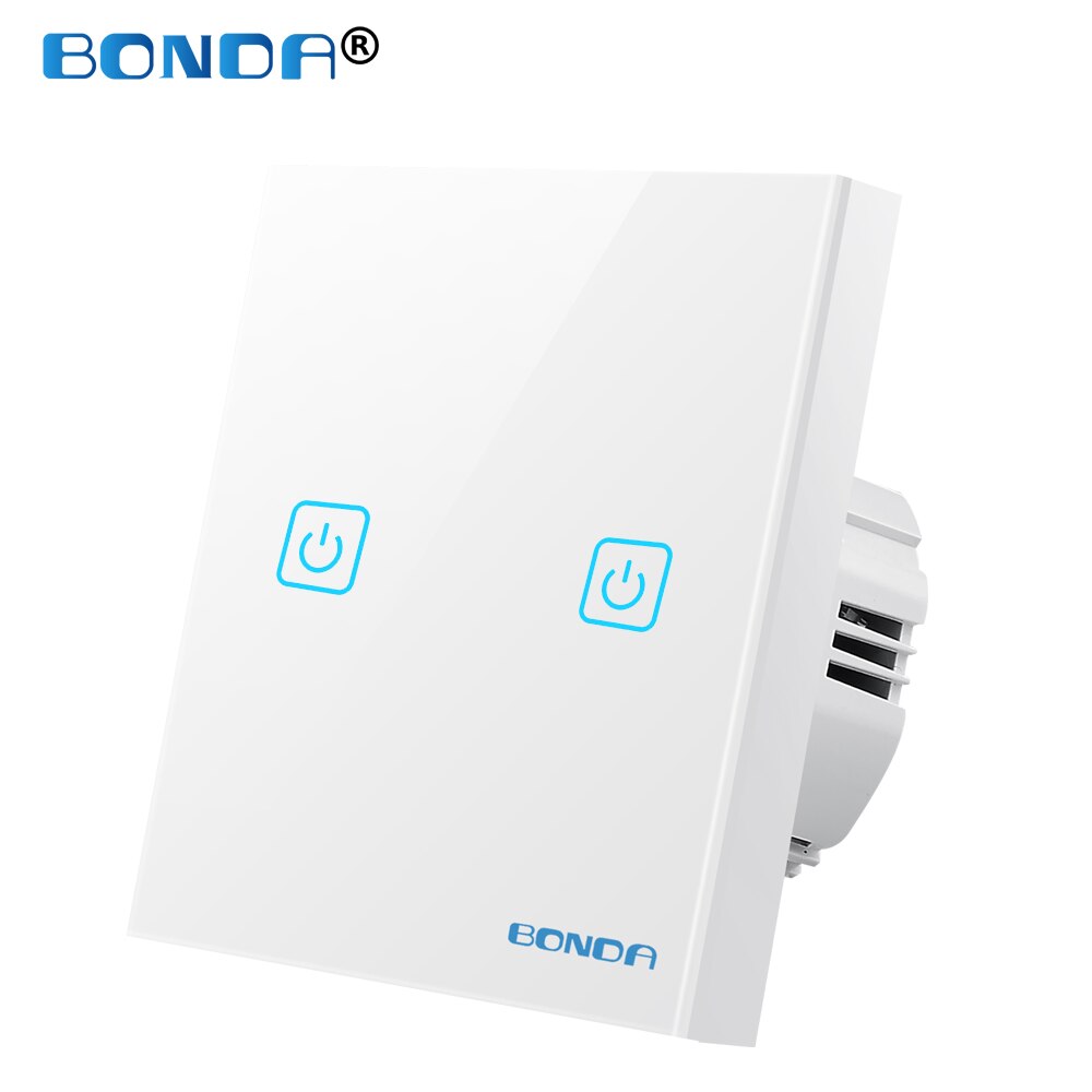 Touch Switch EU Standard AC 110-220V Tempered Crystal Glass Panel Light Sensor Switches Wall Lamp LED Backlight 1/2/3 Gang 1 Way: 601 White 02