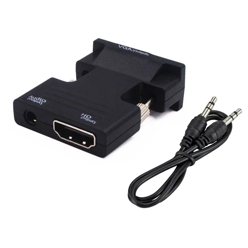 Originele 3.5mm Audio Kabel Adapter HDMI Female naar VGA Male Converter 1080P FHD Video-uitgang voor PC Laptop TV monitor Projector: Black