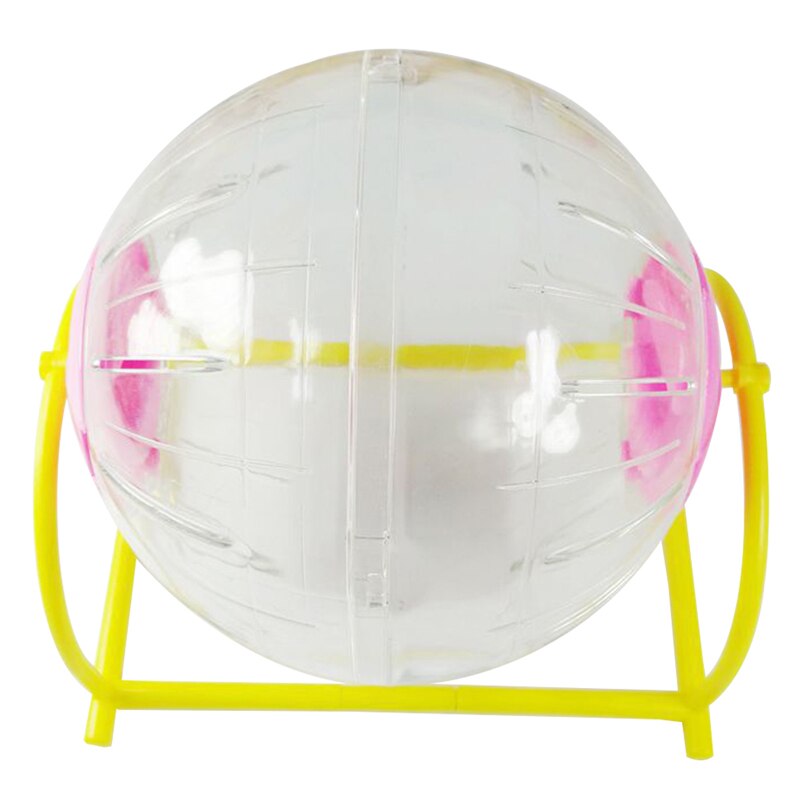 Hamsterbold bærbar lydløs lille dyr løbebold træningsbold åndbar klar bold med stativ kæledyr sjovt legetøjstilbehør: Lyserød