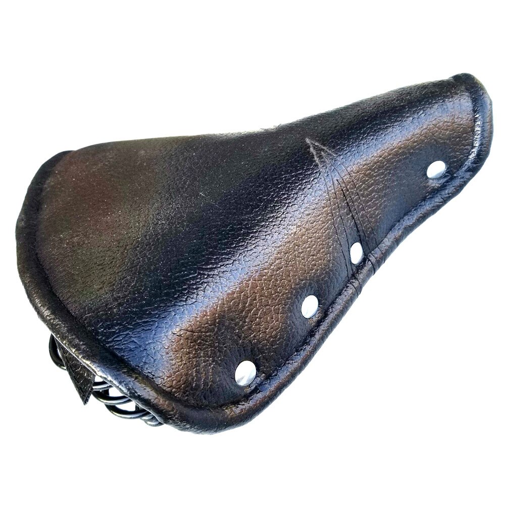 Cykel bred sæde 23 x 25.5cm vintage retro lædersadel affjedret til mtb cykler