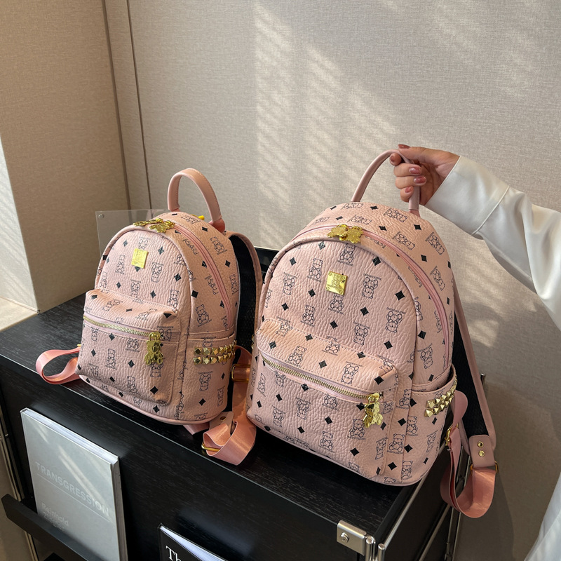 Dames Leren Rugzak Grote Tablet Beige Rugzak Luxe Tassen Vrouw Bruine Luxe Rugzak Meisje Roze Verzameltas