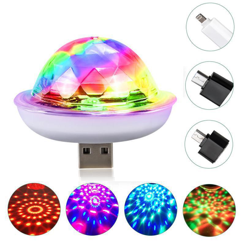 Luz LED RGB para escenario, BOLA MÁGICA activada por sonido para teléfono móvil, , decoración familiar, DC 5V, USB