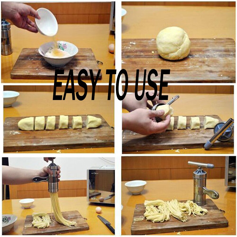 ZLCA Noodle Maker Stainless Steel Portable Household Manual Making Pasta Pressing Machine Kitchen Tools Hollow Noodle Cook Sets