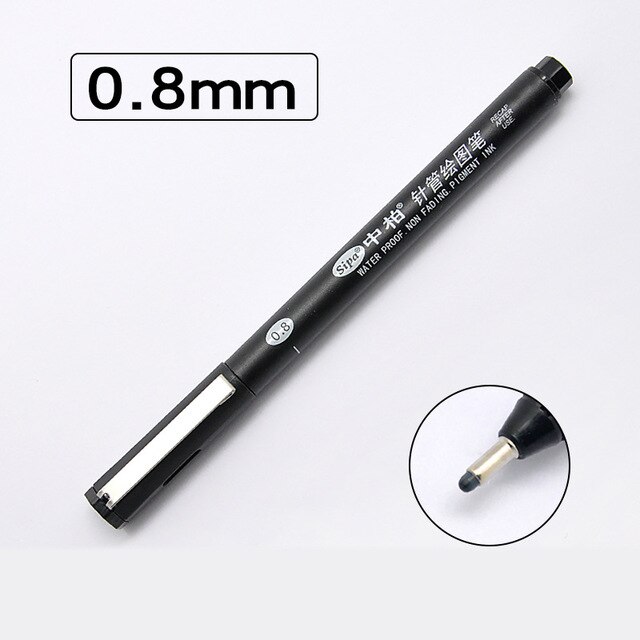 Fine Line Needle Pen for Cartoon Sketching, Comic, Manga, Artist Illustration, Technical Drawing, Figure: 0.8mm