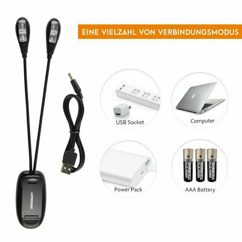 USB Double Pole LED Desk Lamp Mini Eye-care Table Lamp Dual Flexible Double Goosenecks Clip-on Arm Study&Music Desk Light