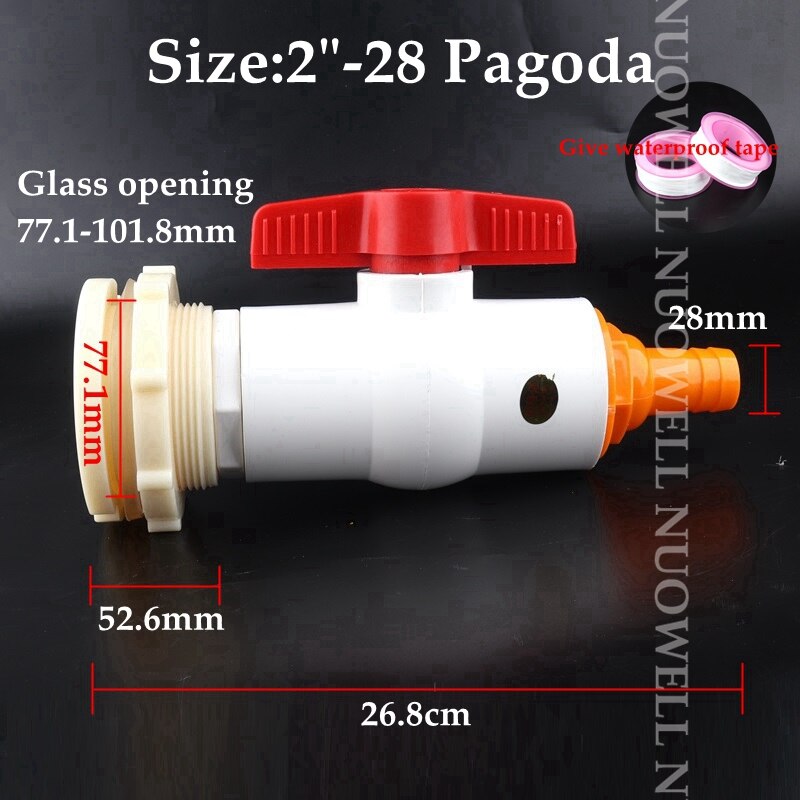 1Set White Hose Drainage Accessories Aquarium Fish Tank Drain Joint Aquarium Pagoda Connector Combination Valve: 2in-28P