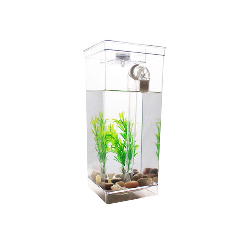Self Cleaning Tank LED Mini Fish Tank Aquarium Cleaning Convenient for Office Home Decoration Pet Accessories 3.9: Default Title