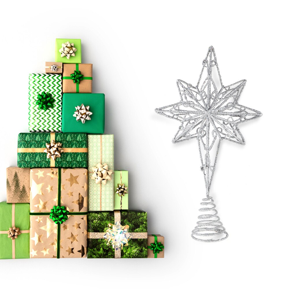 Anijsster boomtopper gouden ster kerstboomtopper ijzeren ster festival boomtopdecoratie voor thuisfeest (gouden , 16 x 30c