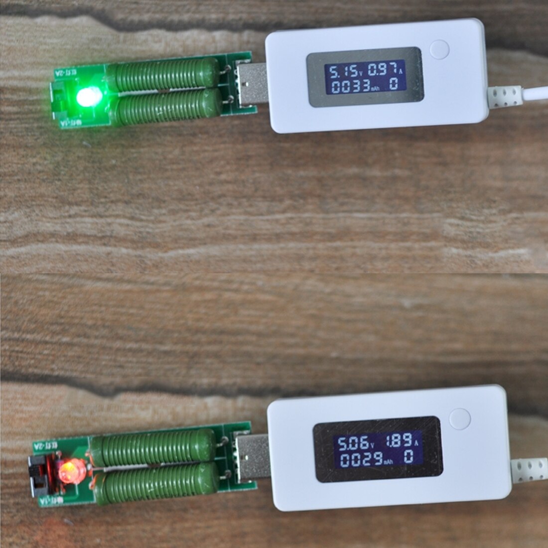 USB Mini Discharge Interface Load Resistor with Switch 5V 1A Green