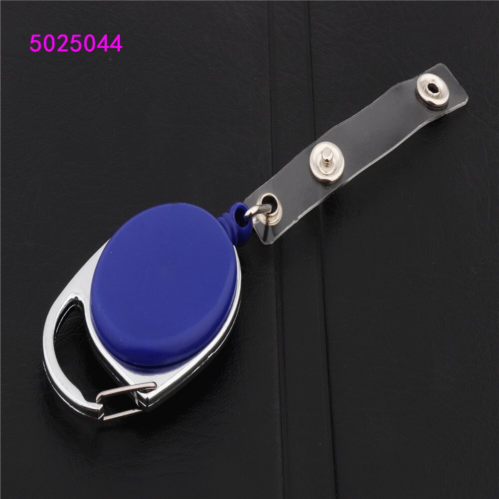Retractable Pull Badge Reel Zinc Alloy Plastic ID Lanyard Name Tag Card Badge Holder Reels Key Ring Chain Clips: Blue