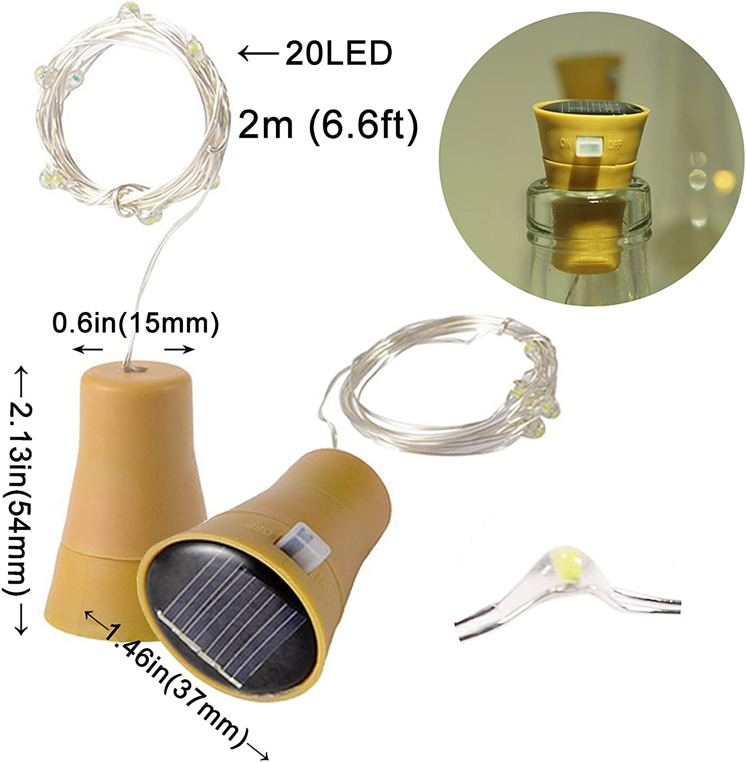 5pcs 2m 1m 10 20leds Weinflasche Lichterkette Solarenergie Kupferdraht Lichterketten Korkform Weihnachts lampe für Party dekor