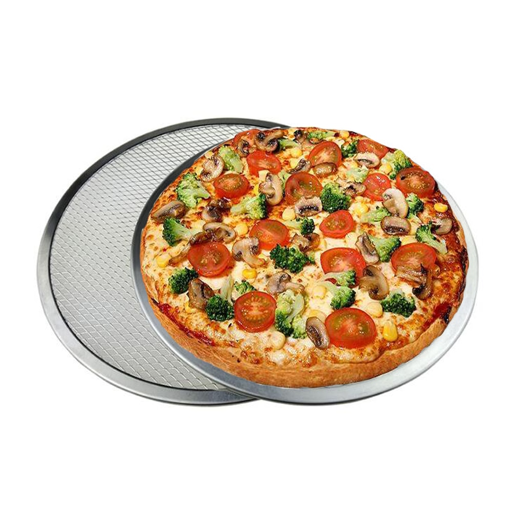 Pizza Tray Mesh Seamless Aluminum Pancake Pizza Screen Baking Tray Metal Net Bakeware Kitchen Baking Tools 6-22inch