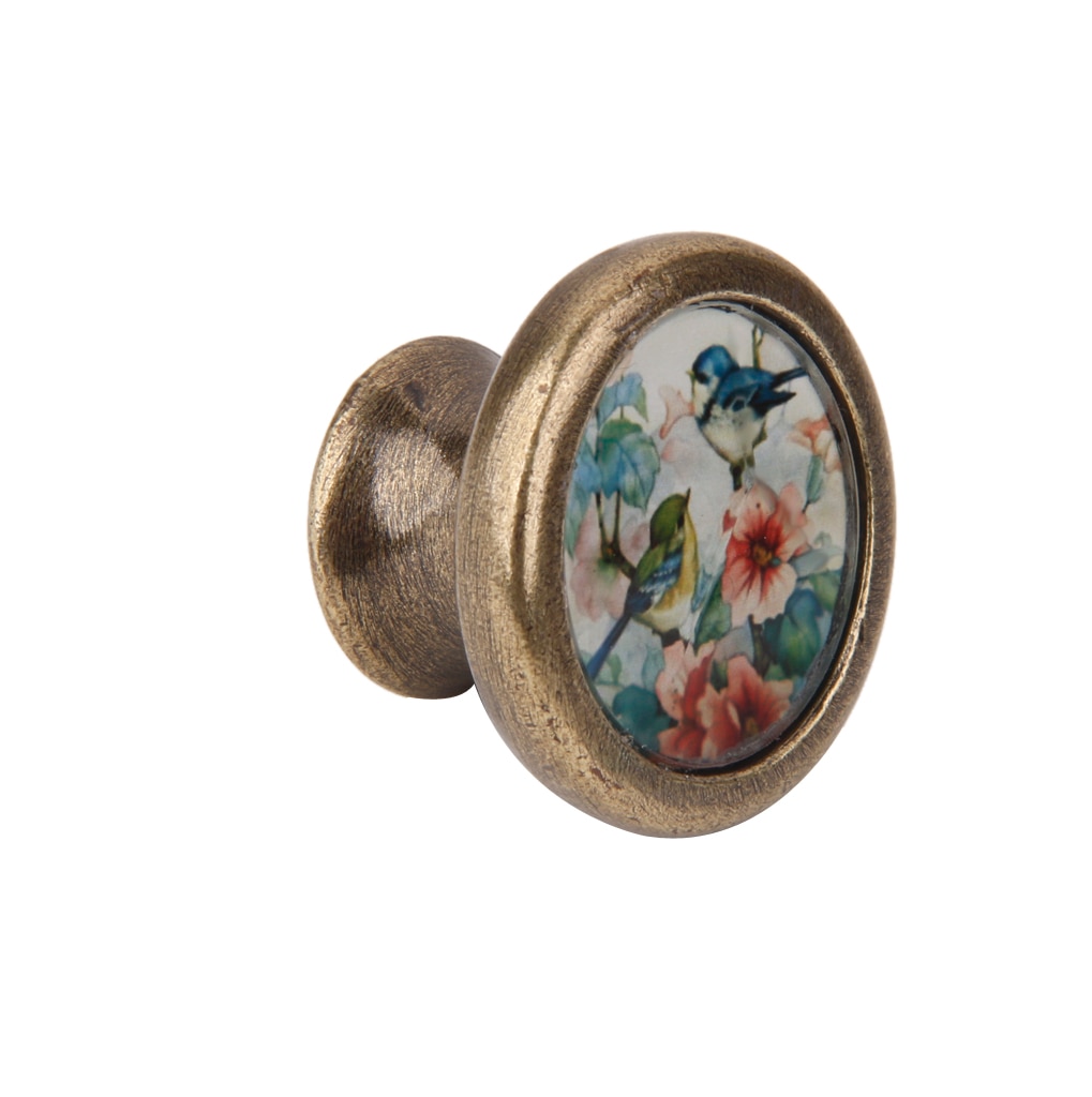 10 stk vintage messing garderobeskab skuffedør skab trækspand retro håndtag knop fugle og blomster mønster