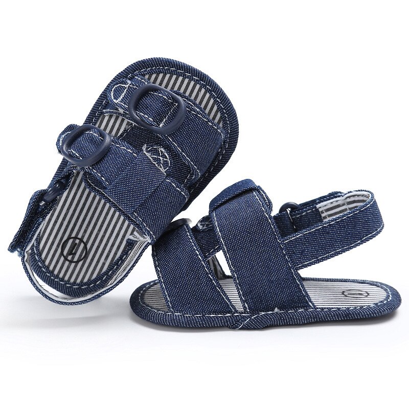 Chaussures en Denim pour -né garçon et fille, sandales d'été en coton à semelle souple pour bébés, premiers pas