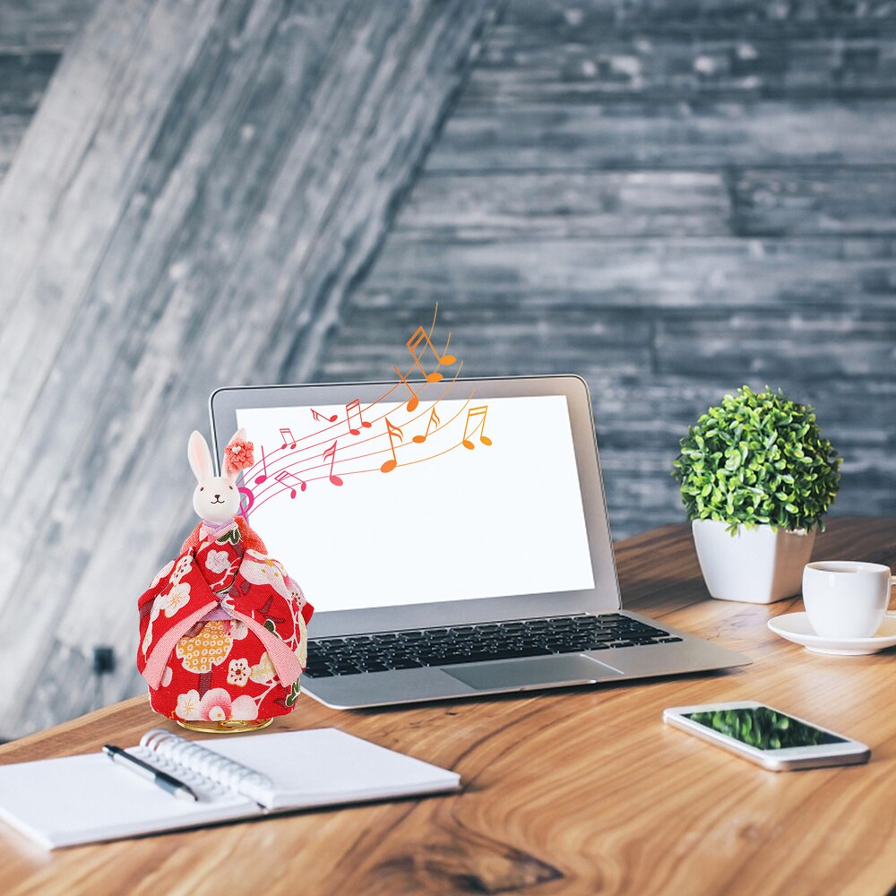 1pc Japanese Kimono Rabbit Box Rotating Box Adornment for Home