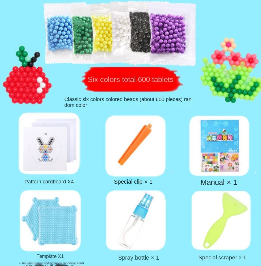 Magic Water Mist Magic Beads Handmade Diy Girls&#39; Water-soluble Beads Early Education Children&#39;s Educational Toy: 6 color 600 grain