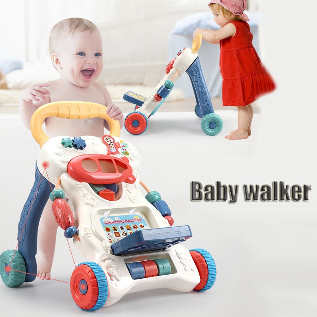 Baby rollator toddler baby klapvogn baby walker kid's early learning pædagogisk multifunktionel anti-rollover 8-16 måneders rollator