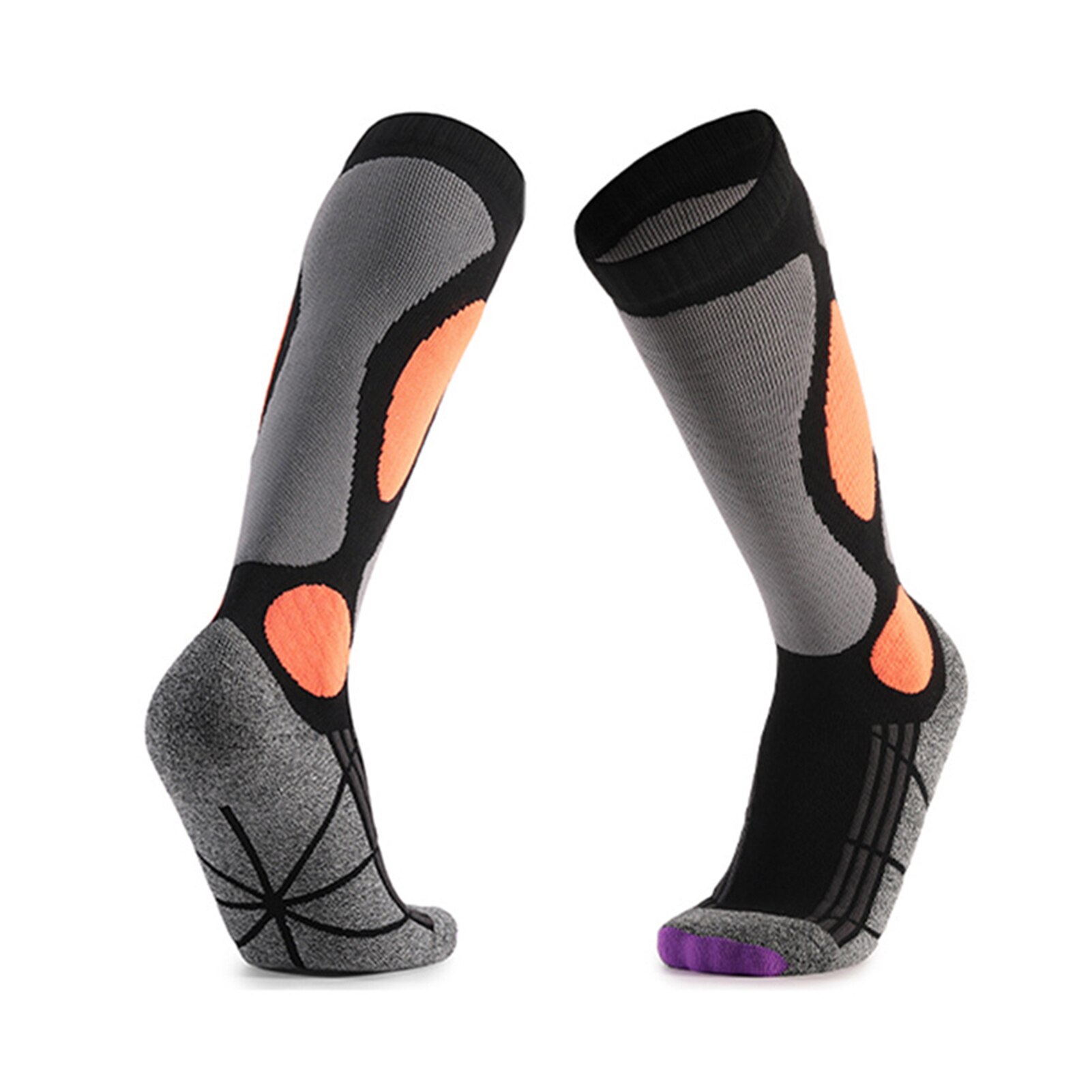 1pair Unisex Mountain Climbing Hiking Ski Socks Camping Anti Slip Autumn Winter Cotton Blend Keep Warm Long Tube Thickened: Orange