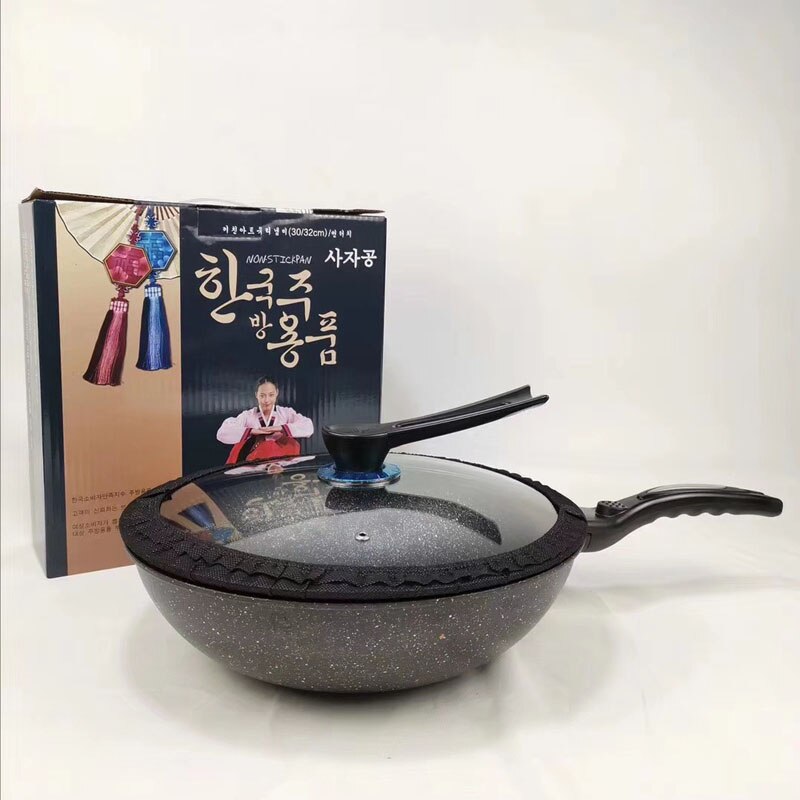 Pan Maifan Stone Wok Non-stick Pan Geen-Rook Inductie Fornuis Gasfornuis 32Cm Roerbak ijzeren Pot Kookpot Keuken Potten