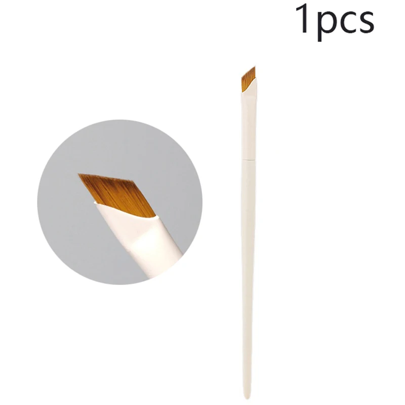 Pincel delineador de ojos con hoja mejorada, pincel plano para cejas de ángulo fino ultrafino debajo de los ojos, pincel de maquillaje, pinceles para detalles precisos: Plata