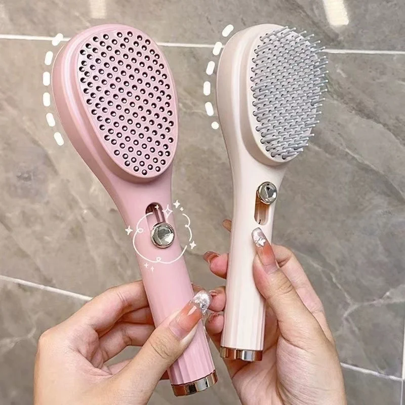 Zelfreinigende haarborstel voor vrouwen, intrekbare haarborstel, schoon te maken, antistatische massageborstel, roterende telescopische structuur