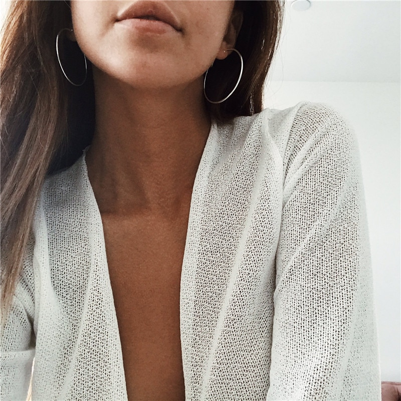 Cc solid 925 zilveren creolen voor dames 15mm-70mm ronde cirkel klassieke grote kantoor carrière oorbel eenvoudig fijne sieraden cce 529