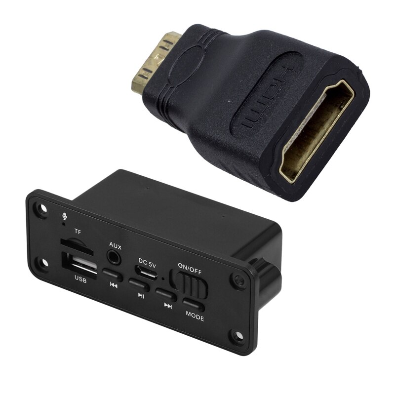 1 Pcs Mini HDMI Port To A Standard HDMI Cable Adapter &amp;amp; 1 Pcs Bluetooth 5.0 MP3 Decoder Board