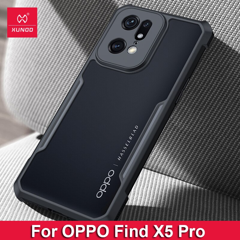 Para Find x5 pro caso, xundd caso à prova de choque para oppo encontrar x5 lite caso transparente pára-choques capa de telefone impressão digital livre capa: For Find X5 Pro