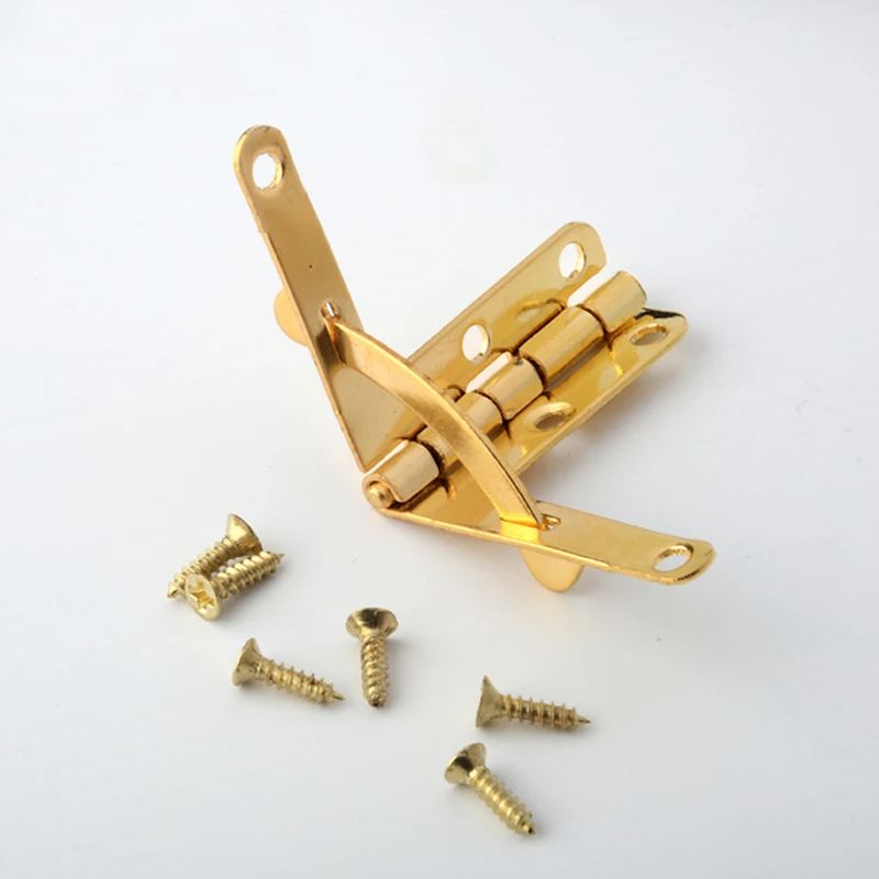 2 Teile/los Frühling Scharnier 90 Grad Winkel Unterstützung Scharnier Kleine Kasten Scharniere für Schmuck fallen Holz Deckel Tür Schließen-helle Gold, Bronze-