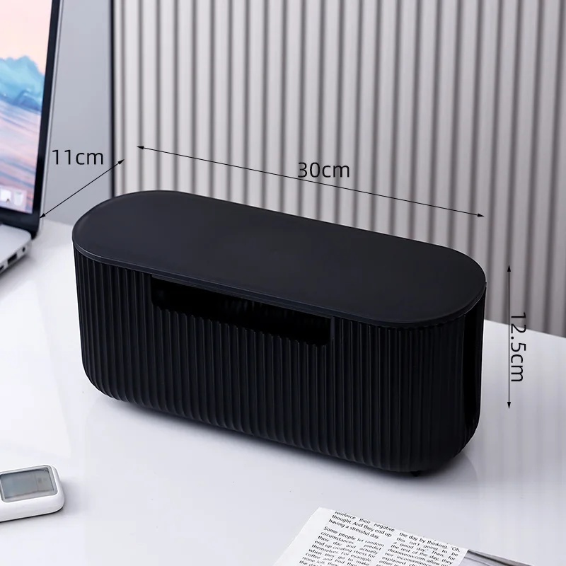 Caja organizadora de cables, organizador de cables de datos de alimentación, gestión de cables de escritorio, caja de almacenamiento de plástico fija: Azul