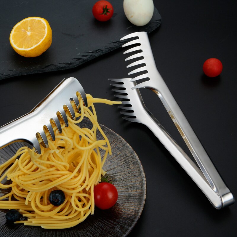 9 tommer rustfrit stål nudeltang pasta spaghetti tang madclips rustfrit stål håndtag kogegrej køkkentilbehør