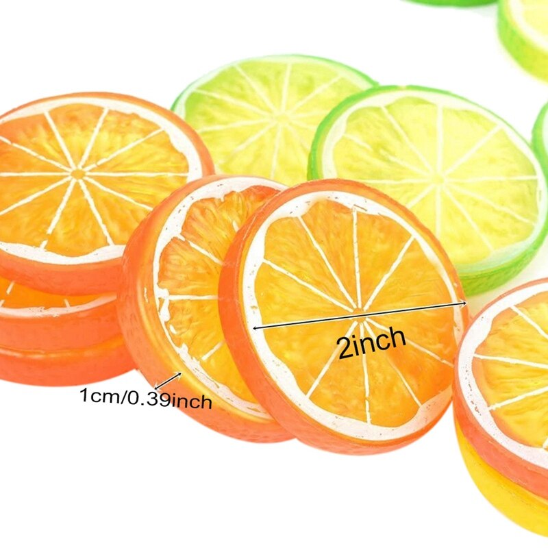 30 Stuks Kunstmatige Plastic Simulatie Nep Citroen Plakjes Levensechte Decoratieve Nep Fruit-Gemengde Voor Home Party Decoratie