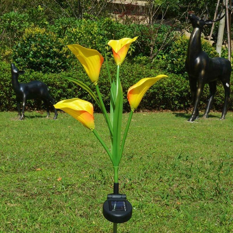 Solar Lily Flower Light Stake Solar Garden Lily Light Backyard Flowers Decorative Solar Flowers Light with 1 K1H5