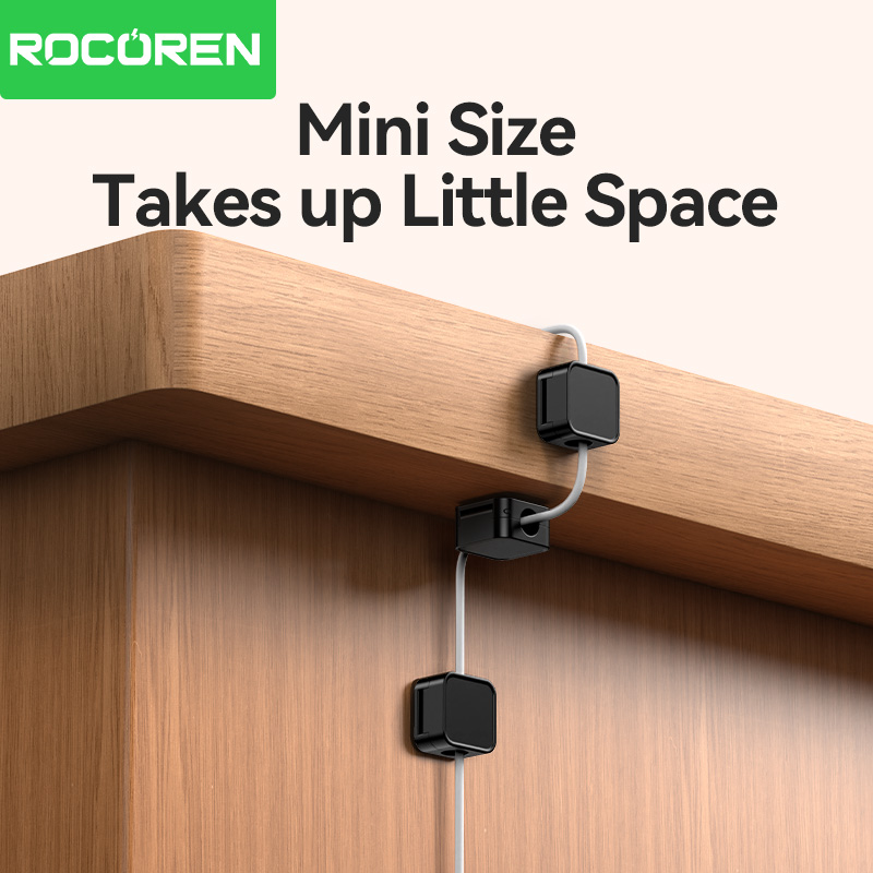 Rocoren Magnetic Cable Organizer Holder Cable Smooth Adjustable Cord Holder Under Desk Cable Management Wire Keeper Cable Clips