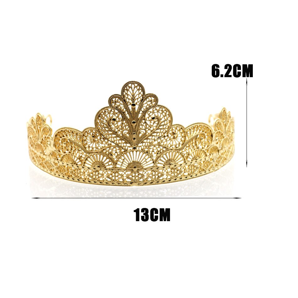 Bridal Crown Tiara - Gold Flower Rhinestone - Women's Wedding Hair Jewelry - Vintage Antique Ethnic Style