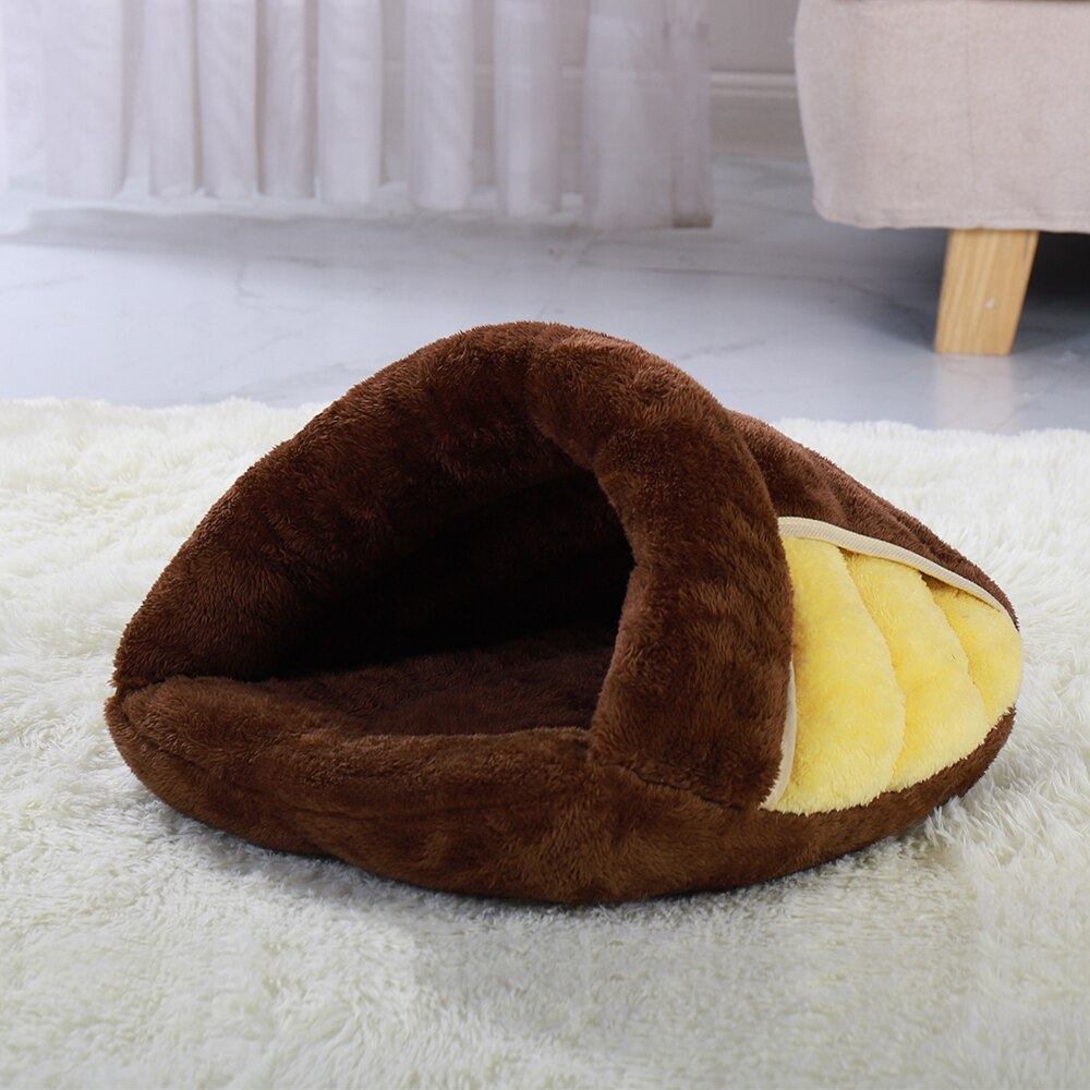 Lit pour animaux domestiques, niche d&#39;hiver pour chiens et chats, tapis de coussin, panier d&#39;intérieur, niche, produits pour chats: Brown / S
