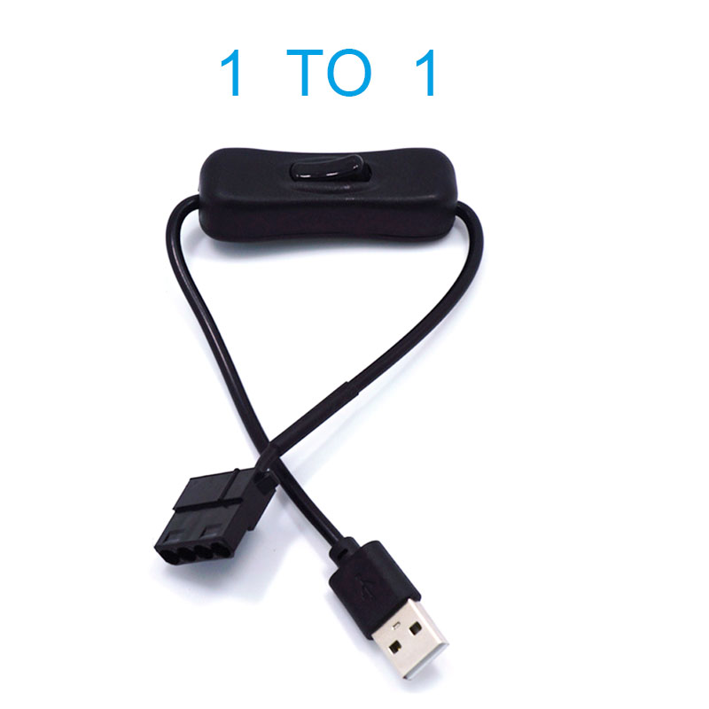 Cable de alimentación USB a ventilador Molex grande de 4 pines, adaptador de caja de computadora, 12V, 4 pines, hembra a 5V, macho: Negro