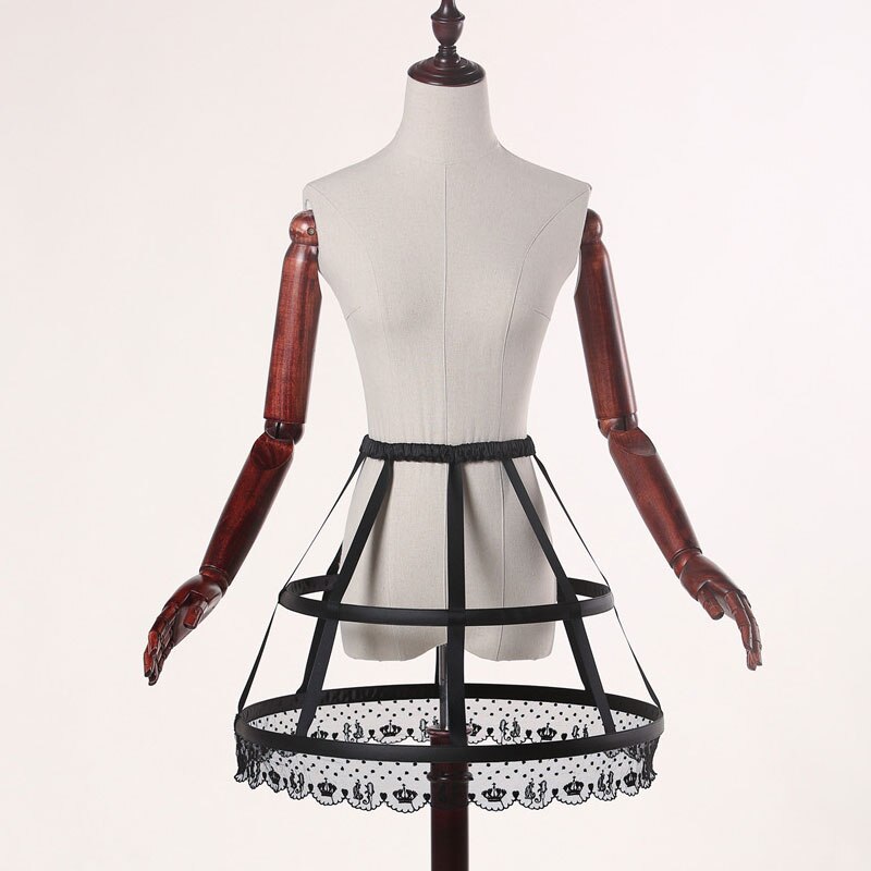 Full Circle Steel Boned Short Crinoline Birdcage Petticoat Sweet Hoop Skirt by Classical Puppets: black