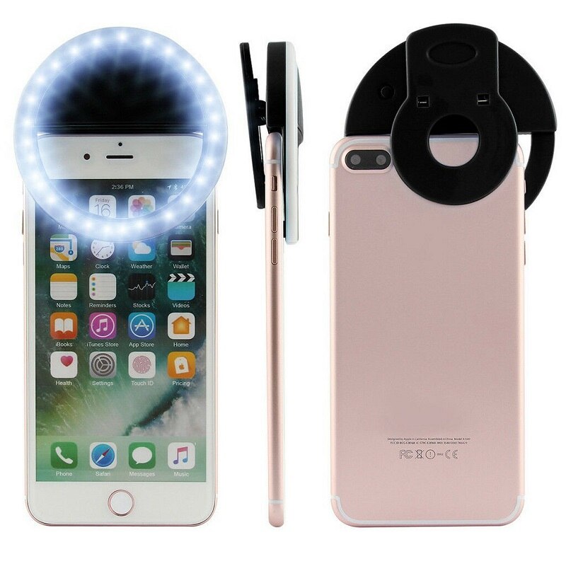 Roreta LED Selfie Ring Light Flash lens beauty Fill Light Lamp USB Charging Portable Clip For Cell Phone Smartphone