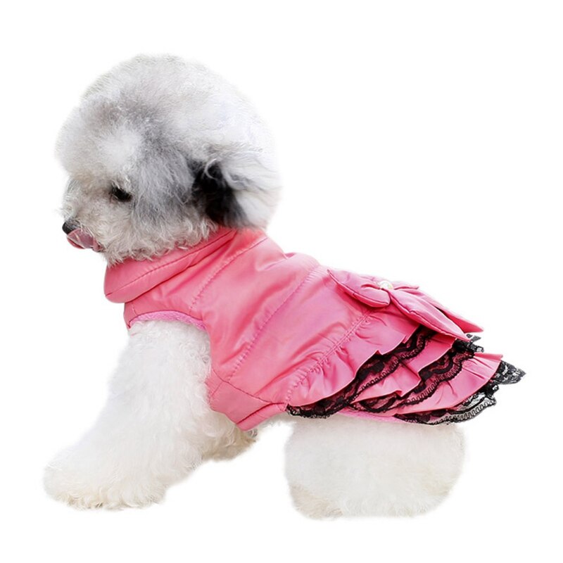 Sweet Dog Dress Clothes Winter Warm Sweety Bowknot Pet Princess Dresses Puppy Cats Teddy Dress Pet Clothing