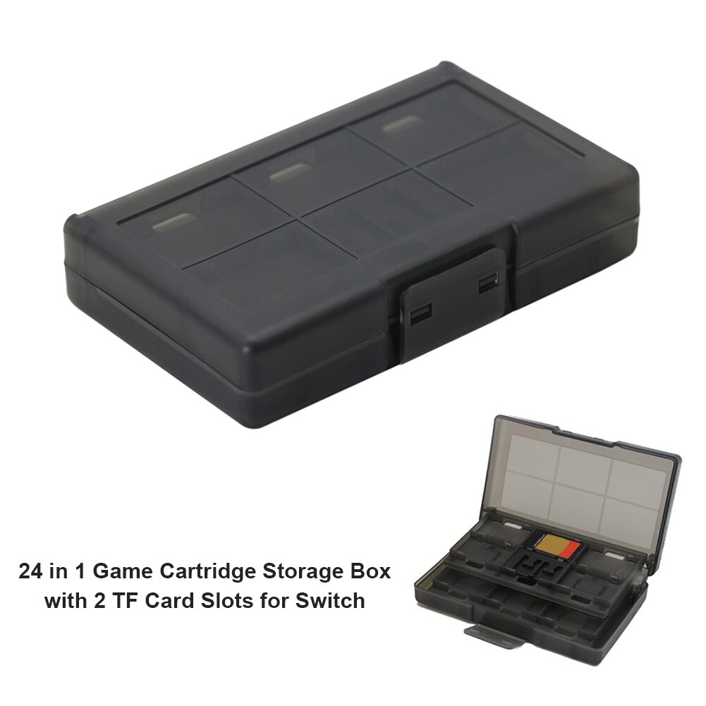 Estuche para tarjetas de juego 24 en 1 para Nintendo Switch, caja de almacenamiento portátil de plástico duro con 2 ranuras para tarjetas TF