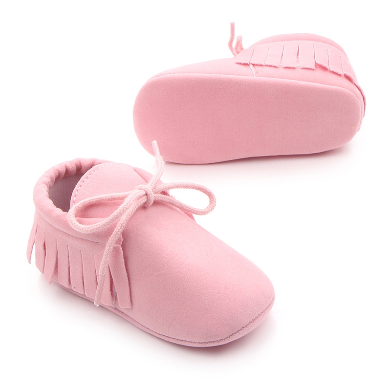 Baby Jongens Meisjes Mocassins Moccs Schoenen Babyschoenen Bebe Fringe Zachte Zolen antislip Footwear PU Leather Crib schoenen: Roze / 13-18 months