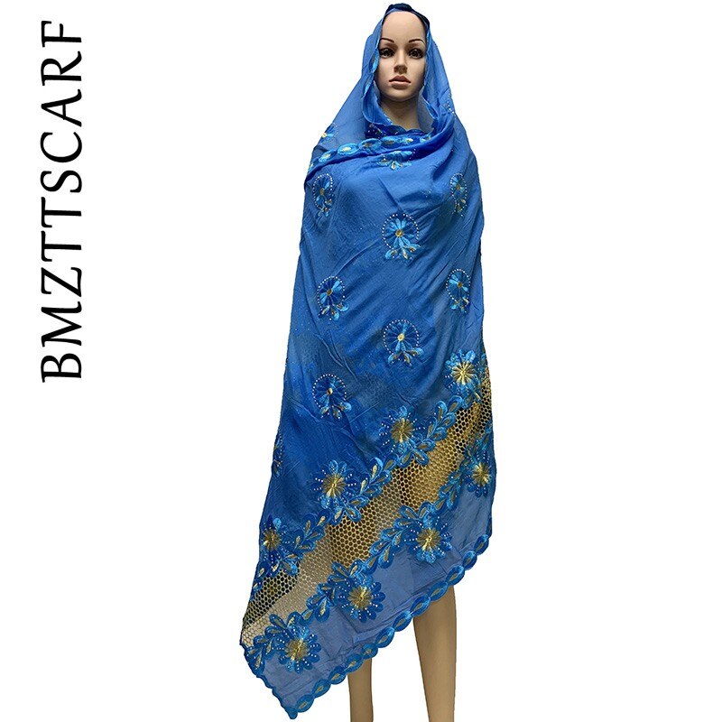 Afrikanska kvinnor speciella scarfs muslimska kvinnor broderi 100%  bomull halsduk fest bröllop scarf  bm904: Bm904 4